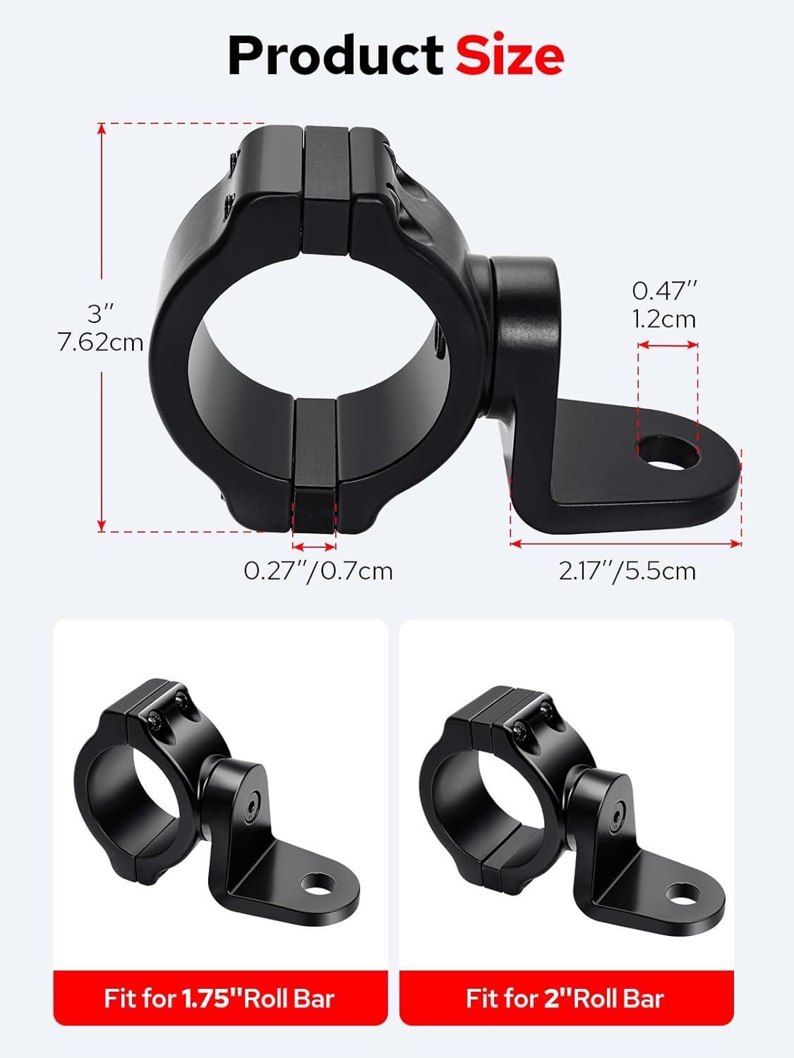 1.75 & 2" Tube Clamp Mounts Pair - Fits RZR Pro Cages