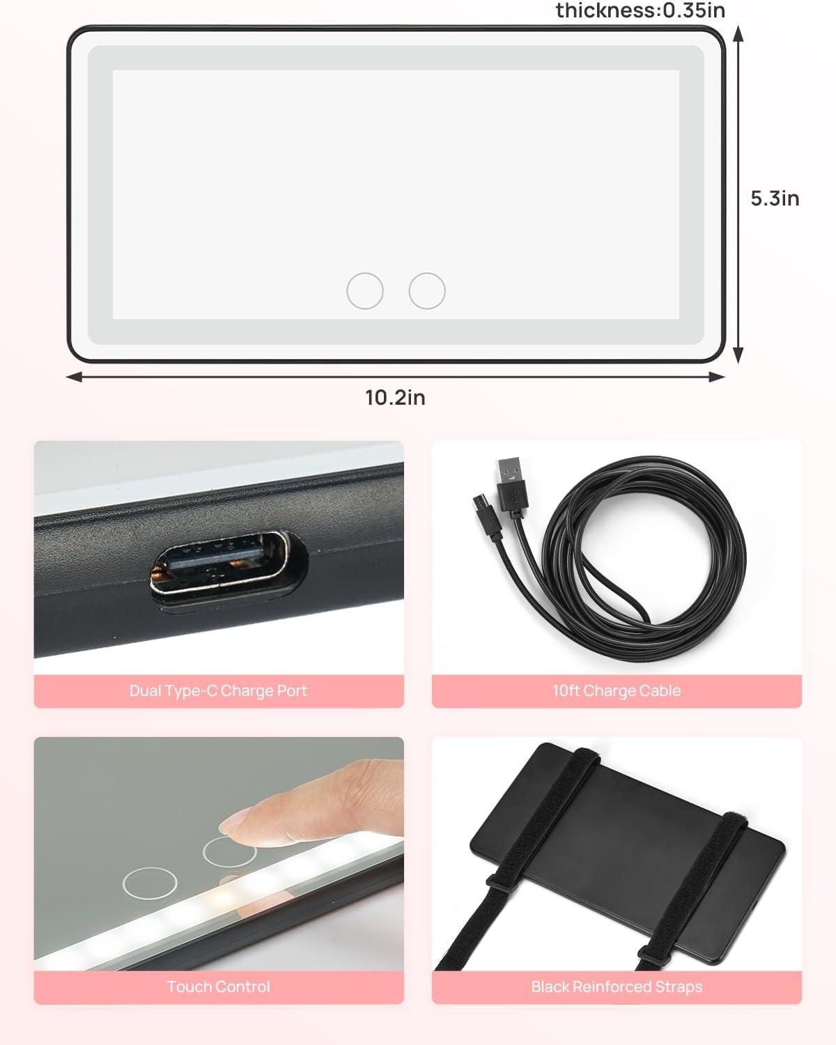 Photo of Kemimoto JOYTUTUS Car Sun Visor Vanity Mirror with 3 Light Modes & 60 LEDs by Kemimoto - Premium for UTVs / Side by Sides