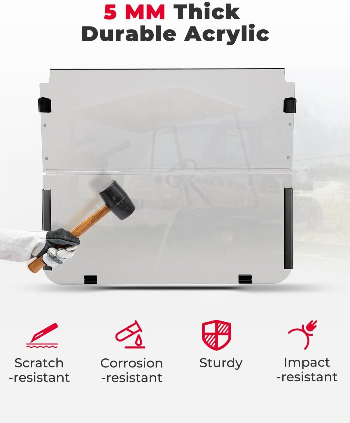 Photo of Kemimoto Foldable Golf Cart Windshield for G22 (2003-2006) Tinted by Kemimoto - Premium for UTVs / Side by Sides