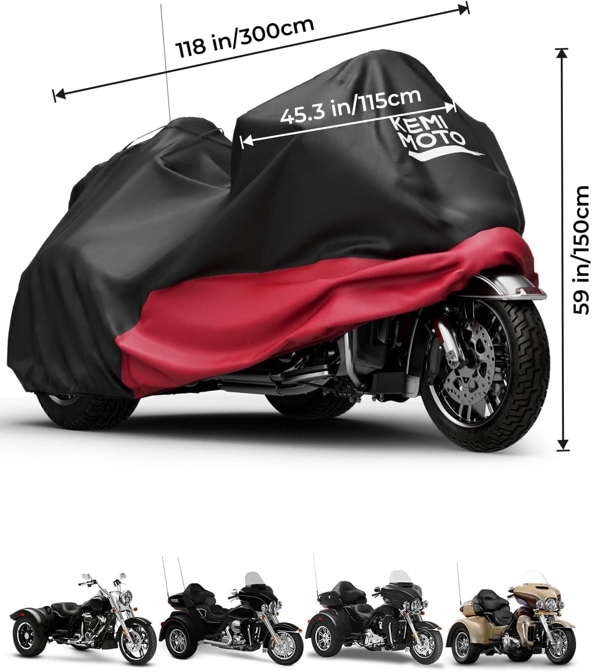 Photo of Motorcycle Cover for Trike Models by Kemimoto - Premium for UTVs / Side by Sides