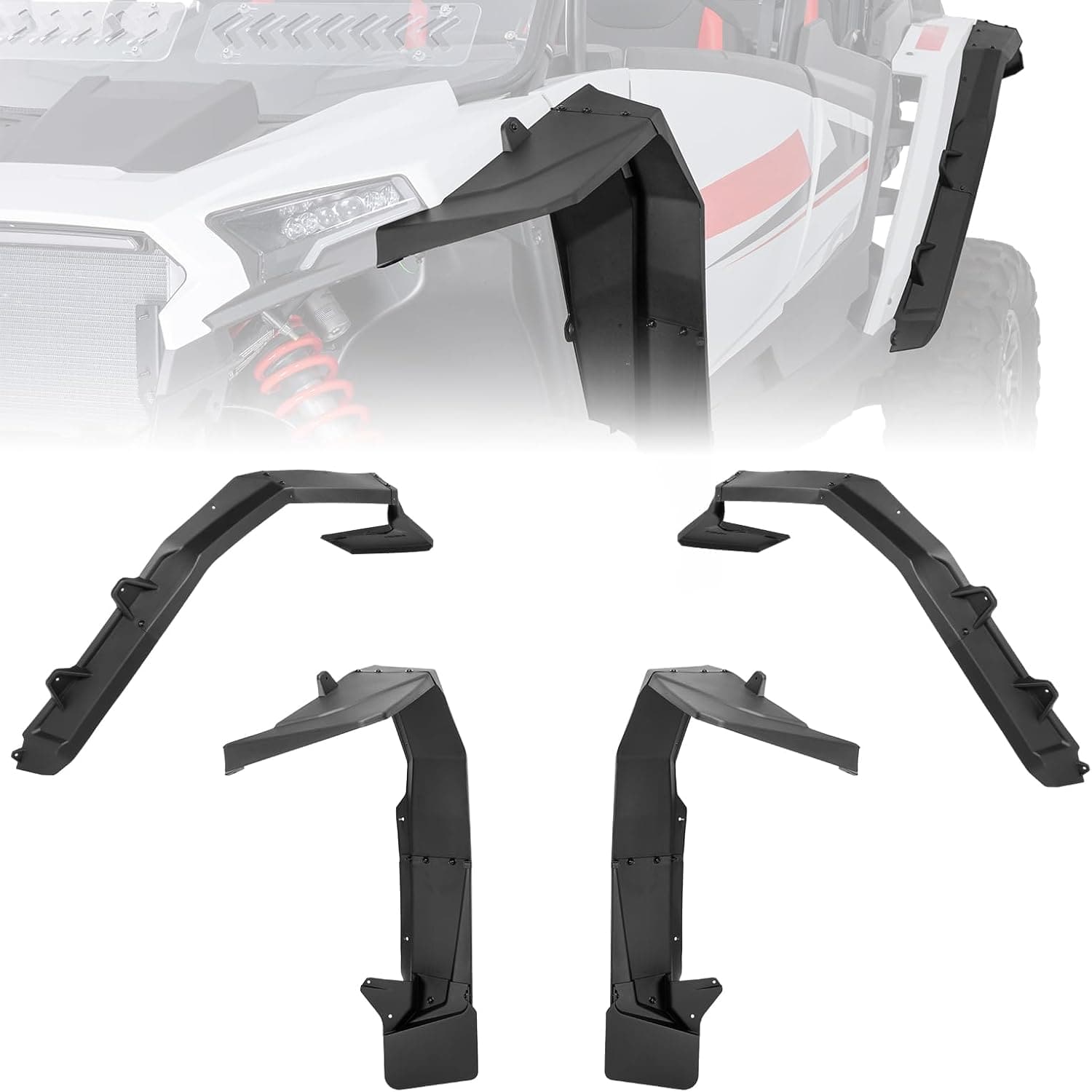 Photo of Fender Flares 8.5" Extended Mud Flaps for 2024-2025 Polaris RZR XP 4 1000 (4PCS) by Kemimoto - Premium for UTVs / Side by Sides