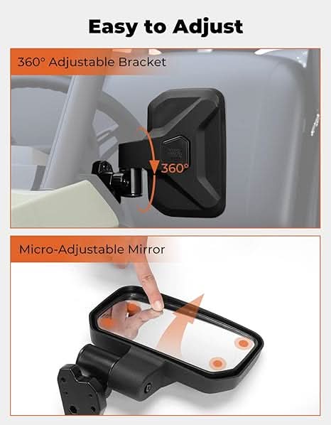 Photo of UTV Side Mirrors for Can-Am Defender HD5|7|8|9|10 2016-2025 by Kemimoto - Premium for UTVs / Side by Sides
