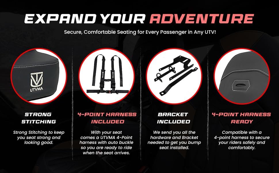 Photo of RZR 4 PRO Rear Bump Seat (2020-2024) by UTV Mountain Accessories - Premium Bump Seats for UTVs / Side by Sides