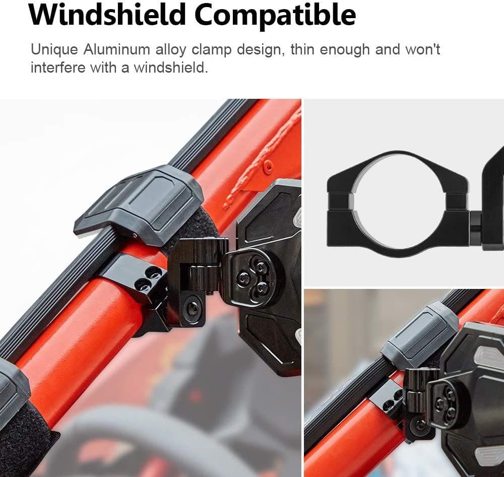 Photo of UTV Rear View Side Mirrors for Can Am Maverick X3/ RZR w/ 1.75"-2" roll bar (1 pair) by Kemimoto - Premium for UTVs / Side by Sides