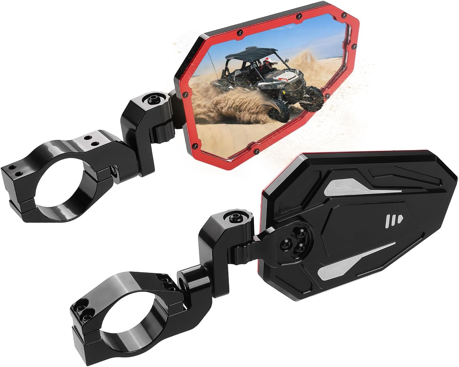 Photo of UTV Rear View Side Mirrors for Can Am Maverick X3/ RZR w/ 1.75"-2" roll bar (1 pair) by Kemimoto - Premium for UTVs / Side by Sides