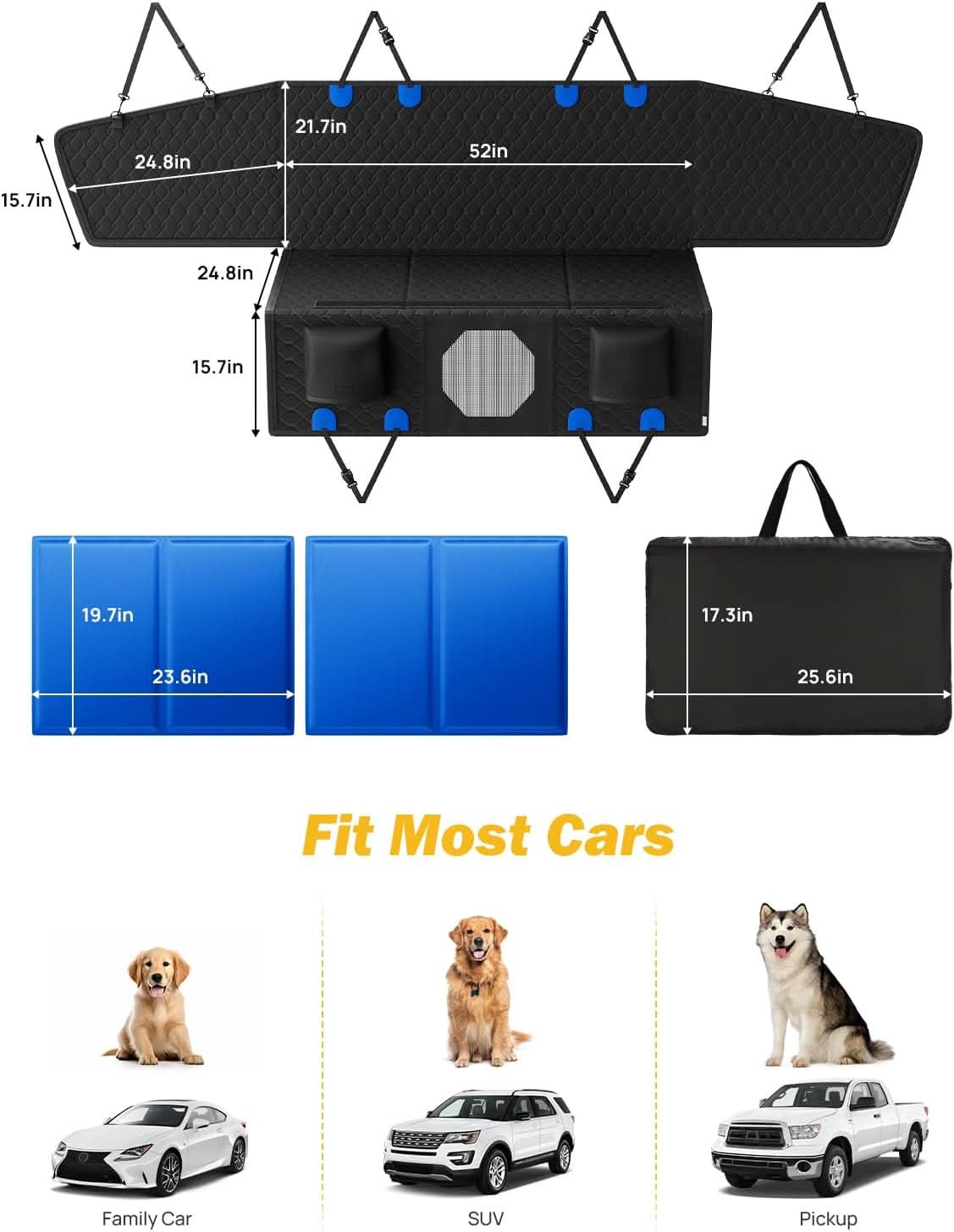 Photo of JOYTUTUS Back Seat Extender for Dogs with Hard Bottom by Kemimoto - Premium for UTVs / Side by Sides