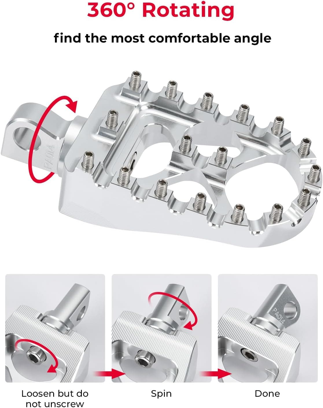 Photo of Motorcycle silver Foot pegs for Dyna Sportster Iron 883 by Kemimoto - Premium for UTVs / Side by Sides