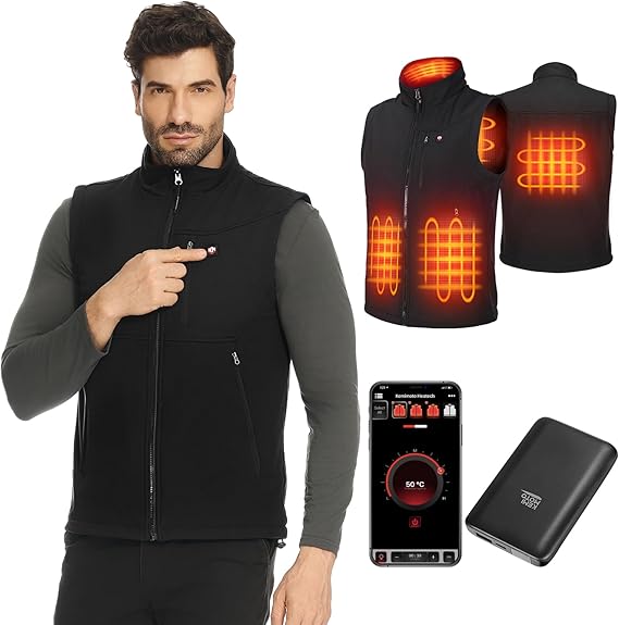 Photo of Men's Heated Vest by APP Temp Control for Skiing Hiking Hunting by Kemimoto - Premium for UTVs / Side by Sides