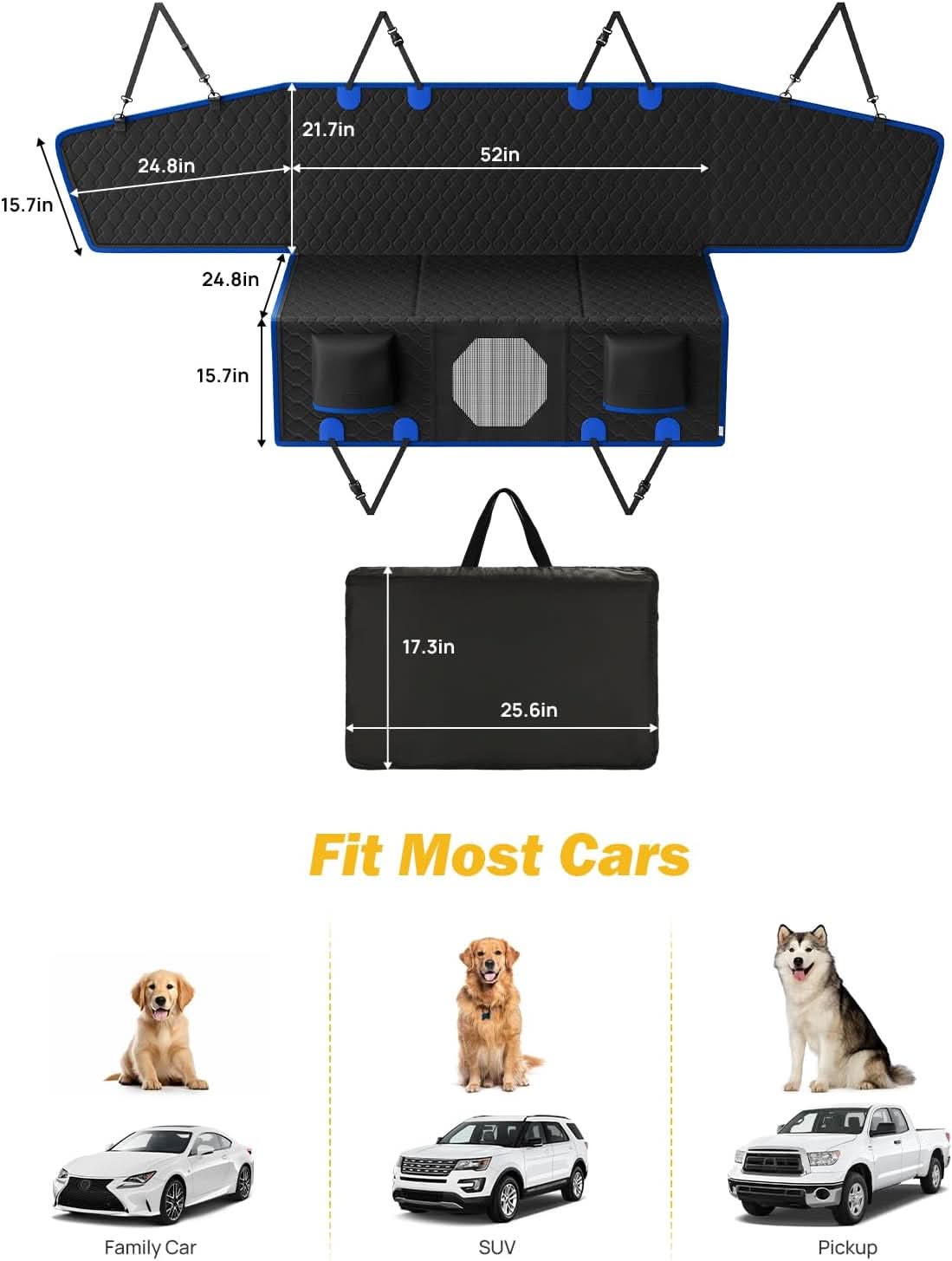 Photo of Kemimoto JOYTUTUS Dog Car Seat Cover for Back Seat with Hard Bottom by Kemimoto - Premium for UTVs / Side by Sides