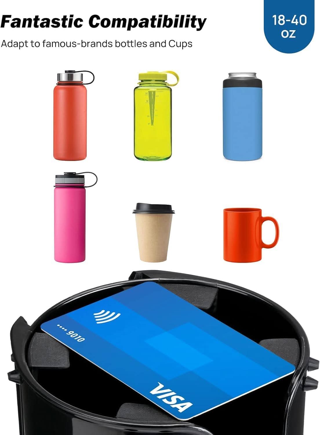 Photo of JOYTUTUS Cup Holder Expander for Car 18-40oz (3.4-3.8 Inch) by Kemimoto - Premium for UTVs / Side by Sides