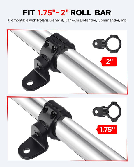 1.75 & 2" Tube Clamp Mounts Pair - Fits RZR Pro Cages