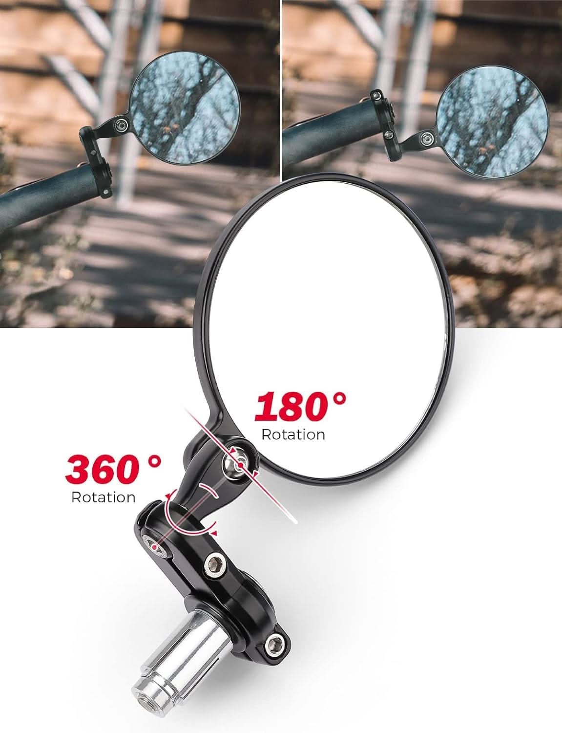 Photo of Universal Motorcycle Mirror for 13-21 mm Handlebar Inner Diameter by Kemimoto - Premium for UTVs / Side by Sides
