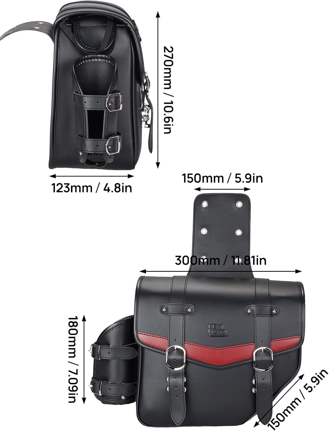 Photo of Leather Motorcycle Saddle bags for Softail Dyna Road King Universal by Kemimoto - Premium for UTVs / Side by Sides