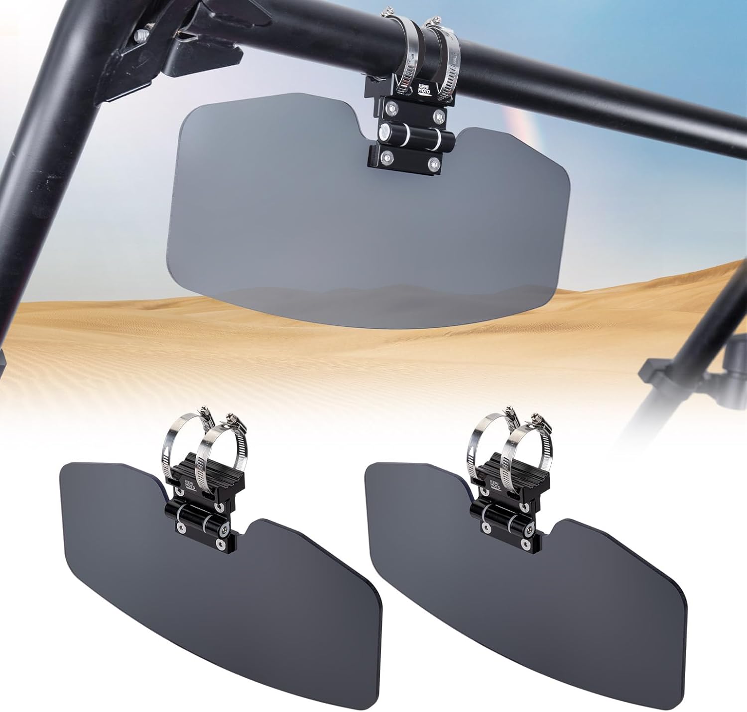 Photo of UTV Sun Visor Fit 1.5-2 in Roll Bars UTV Side X Side with Windshield by Kemimoto - Premium for UTVs / Side by Sides