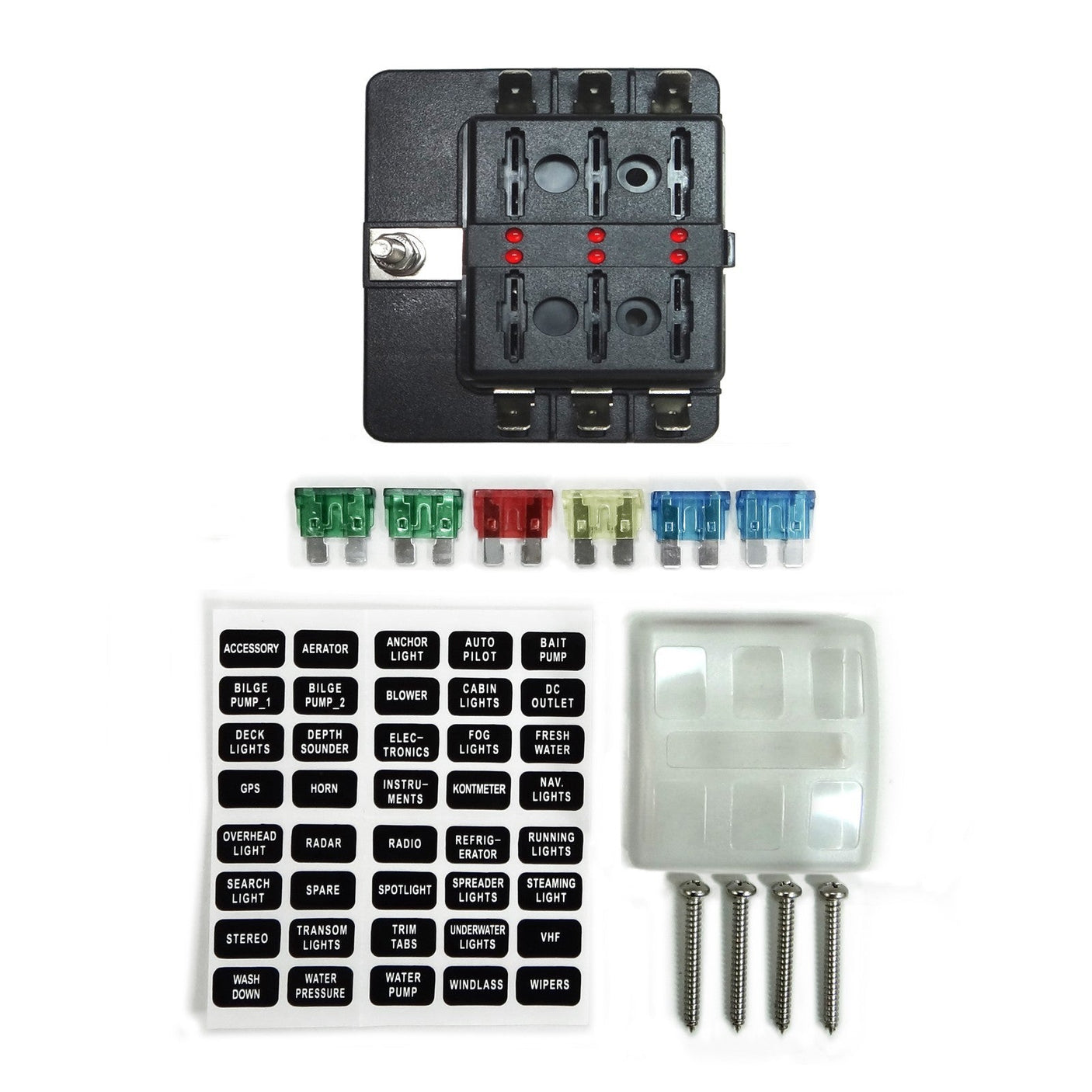 50 Caliber Racing 12v 6 Piece Fuse power block aka power panel
