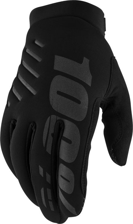 100% Brisker Women's Cold Weather Riding Gloves - Black, Large