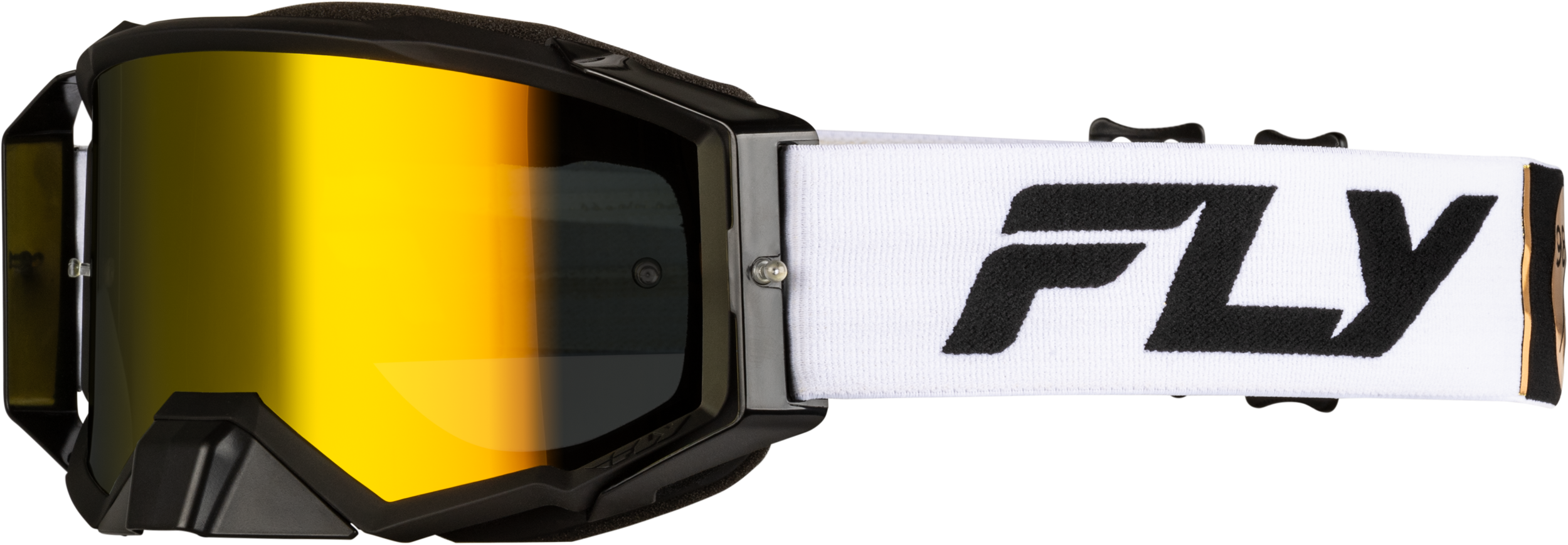 Photo of ZONE PRO GOGGLE WHITE/BLK/GOLD W/ GOLD MIRROR/SMOKE LENS by FLY RACING - Premium Eyewear for UTVs / Side by Sides