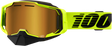 100% Armega Snowmobile Goggles - Neon Yellow Gold Mirror Lens
