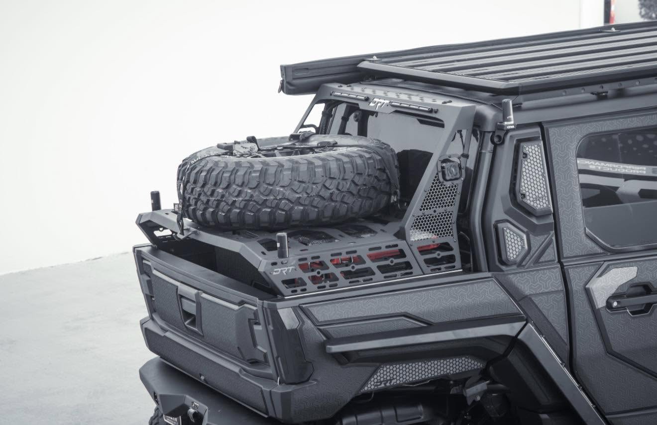 2024+ Polaris Xpedition Chase Rack & Tire Carrier System by DRT Motorsports | Bolt-On Rear Storage