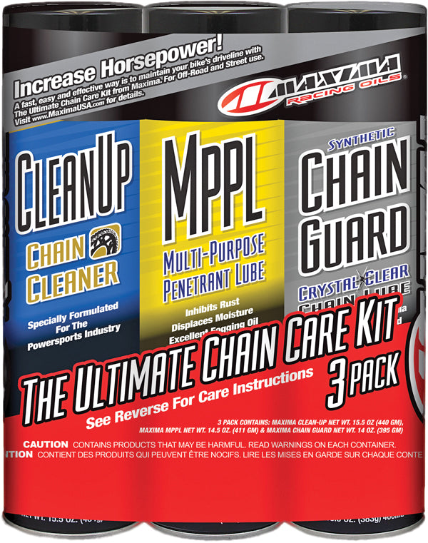 Photo of ULTIMATE CHAIN GUARD CARE KIT 3/PK by MAXIMA - Premium Chemicals for UTVs / Side by Sides