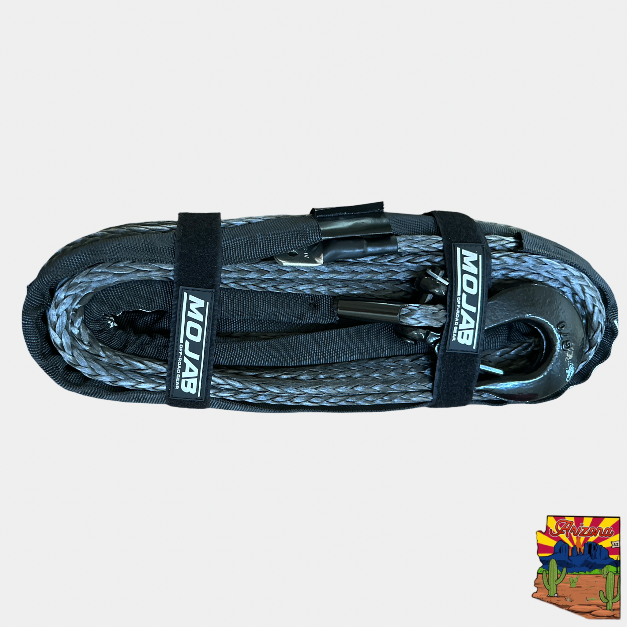 Photo of 3/8'' x 85' Synthetic Winch Rope with Removeable forged winch hook by MOJAB OFFROAD - Premium for UTVs / Side by Sides
