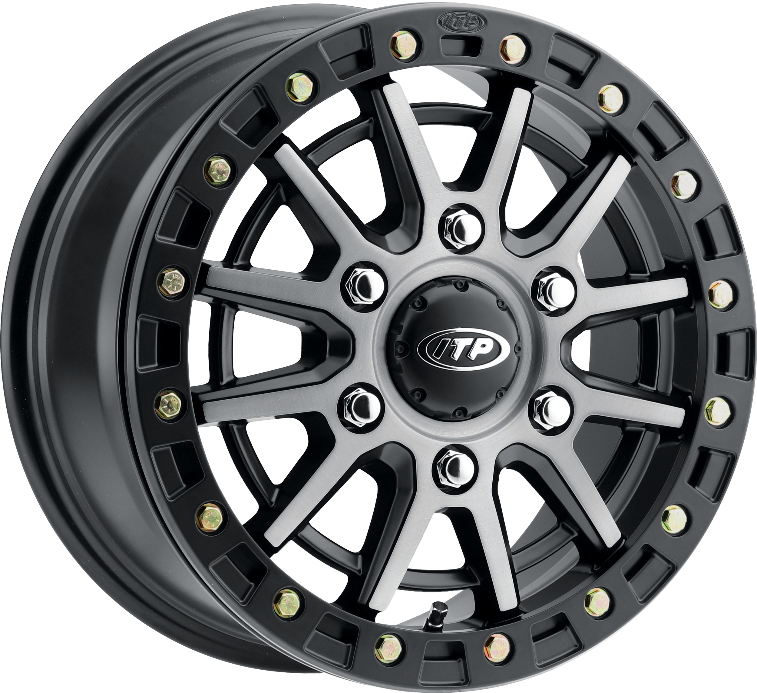 Photo of SD10 GREY / BLK RING 16X7 6/5.5 6+1 by ITP - Premium Wheel Components for UTVs / Side by Sides