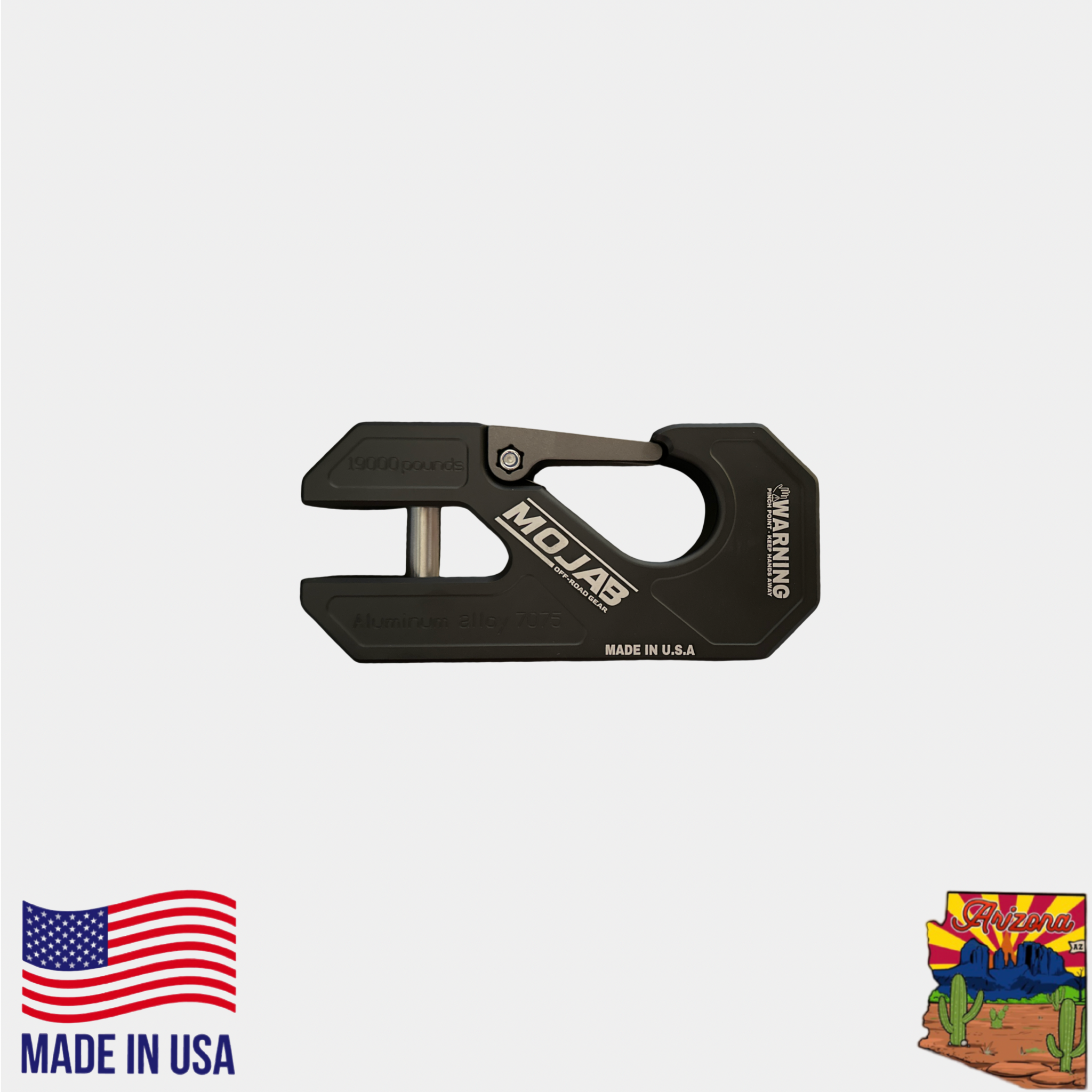 Photo of Aluminum winch shackle, closed latch (LIFE TIME WARRANTY*) by MOJAB OFFROAD - Premium for UTVs / Side by Sides