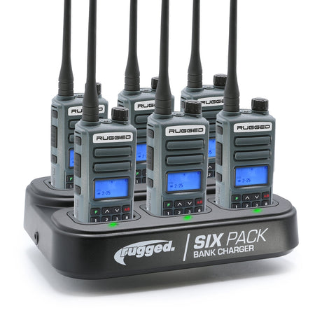 Photo of 6 Pack - Rugged GMR2 PLUS - GMRS and FRS Two Way Handheld Radios with Bank Charger by Rugged Radios - Premium for UTVs / Side by Sides