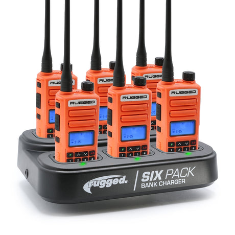 Photo of 6 Pack - Rugged GMR2 PLUS - GMRS and FRS Two Way Handheld Radios with Bank Charger by Rugged Radios - Premium for UTVs / Side by Sides