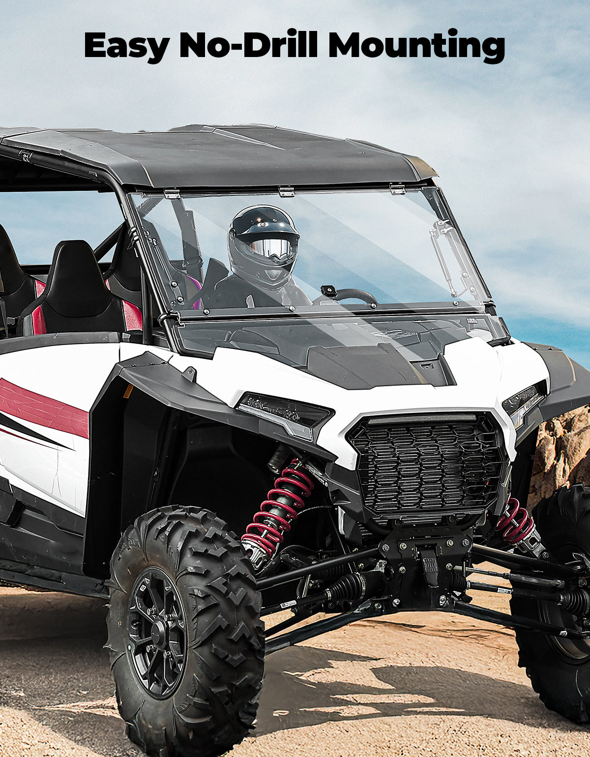 Photo of Full Flip Split Windshield Window for Polaris RZR XP 1000 / XP 4 1000 2024-2025 by Kemimoto - Premium for UTVs / Side by Sides