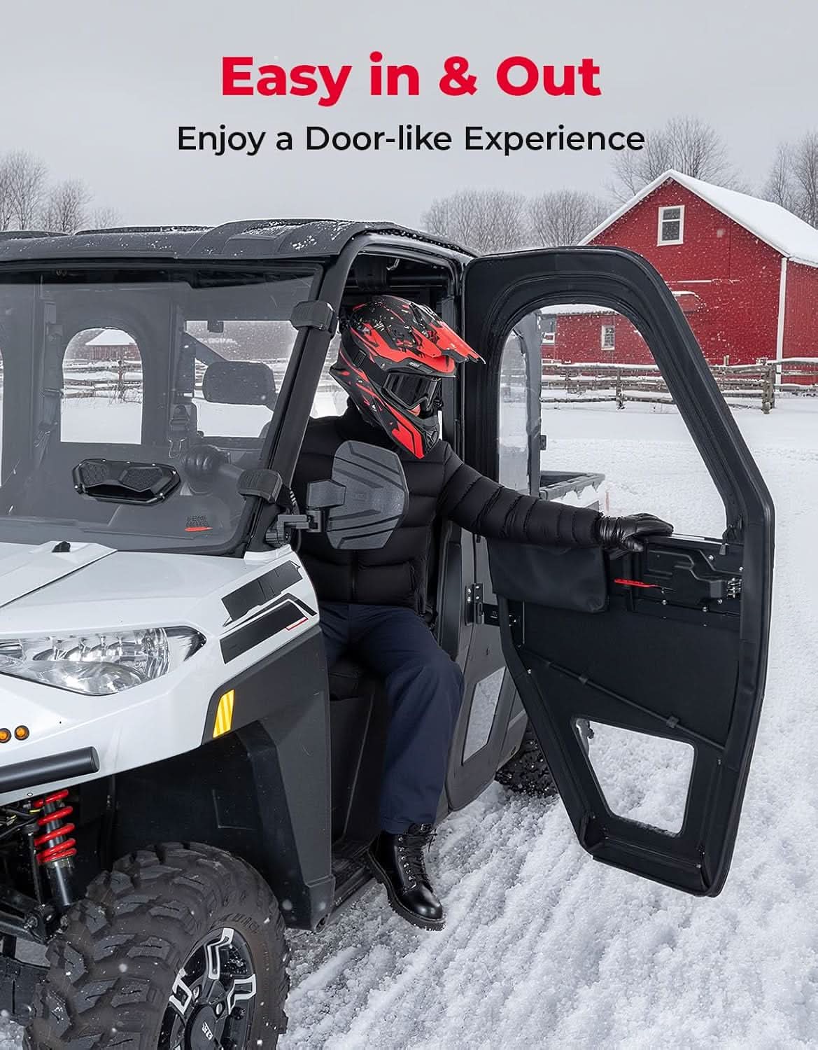 Photo of UTV Doors With Steel Frame for Polaris Ranger CREW XP 1000 2018-2025 by Kemimoto - Premium for UTVs / Side by Sides