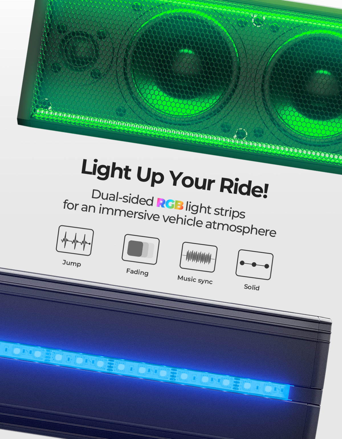 Photo of 26 Inch UTV Sound Bar w/ MUSIC SYNC RGB Multicolor Lights by Kemimoto - Premium for UTVs / Side by Sides