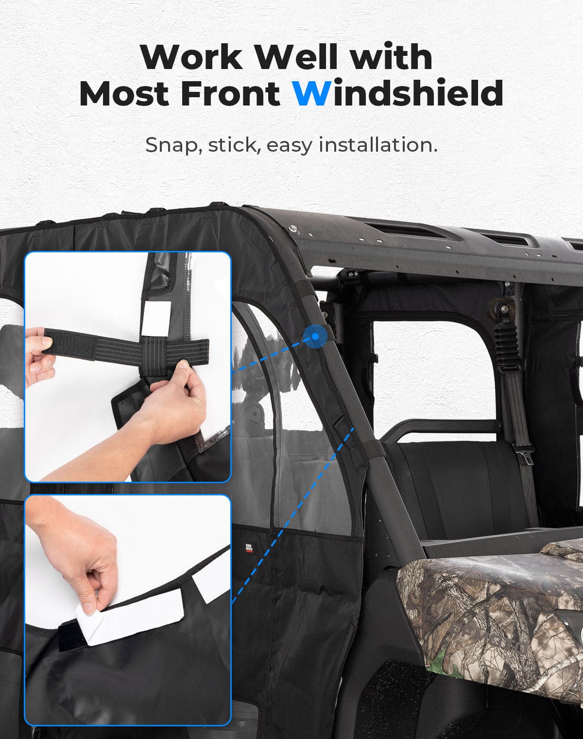 Photo of Soft Cab Enclosure Doors for CFMOTO UForce 1000XL 2022-2024 by Kemimoto - Premium for UTVs / Side by Sides