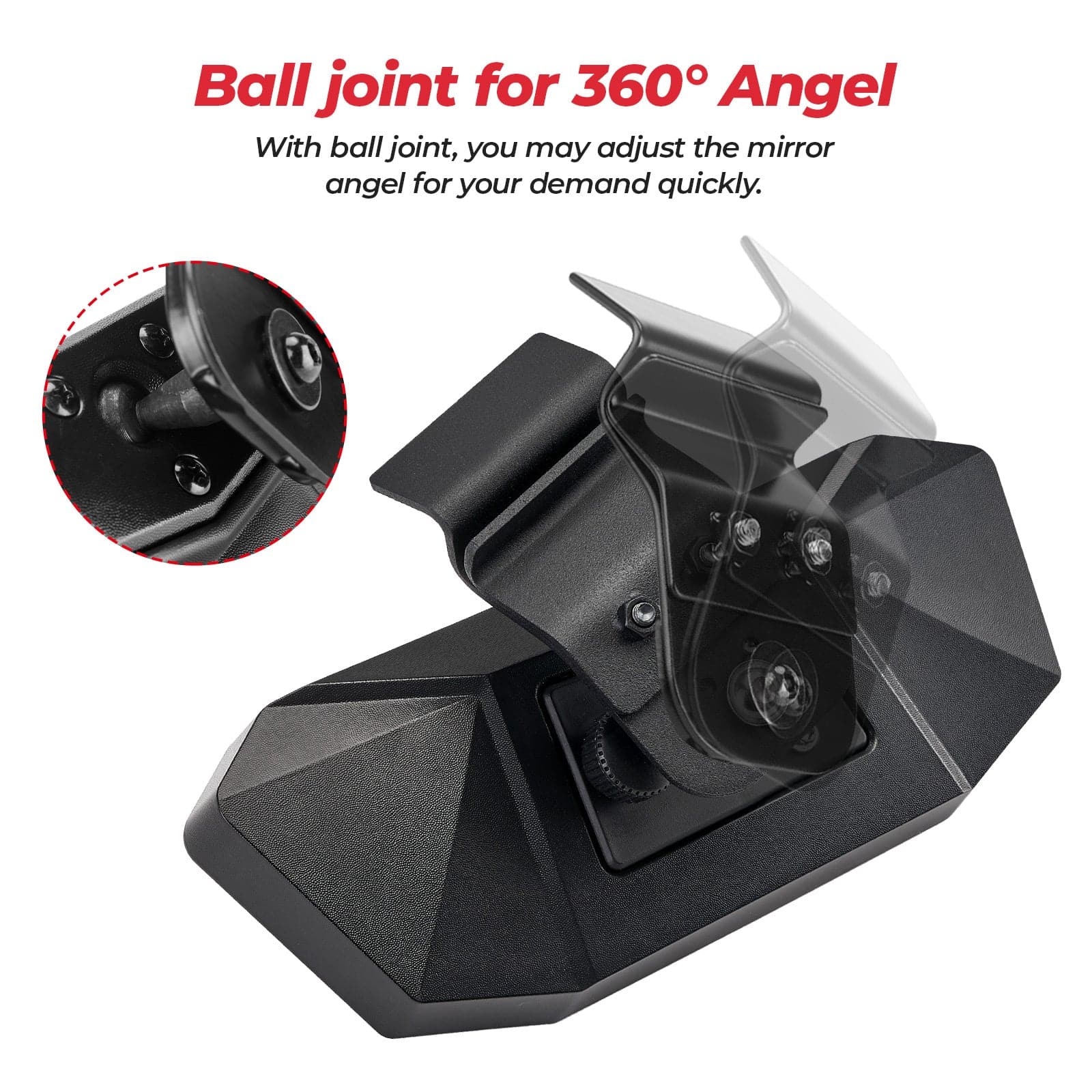 Photo of Rear View Mirror for Polaris Ranger/Can-Am Defender 2015-2023 by Kemimoto - Premium for UTVs / Side by Sides
