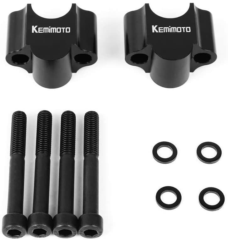 Photo of Motorcycle 7/8" Handlebar Risers 30mm Height (Black) by Kemimoto - Premium for UTVs / Side by Sides