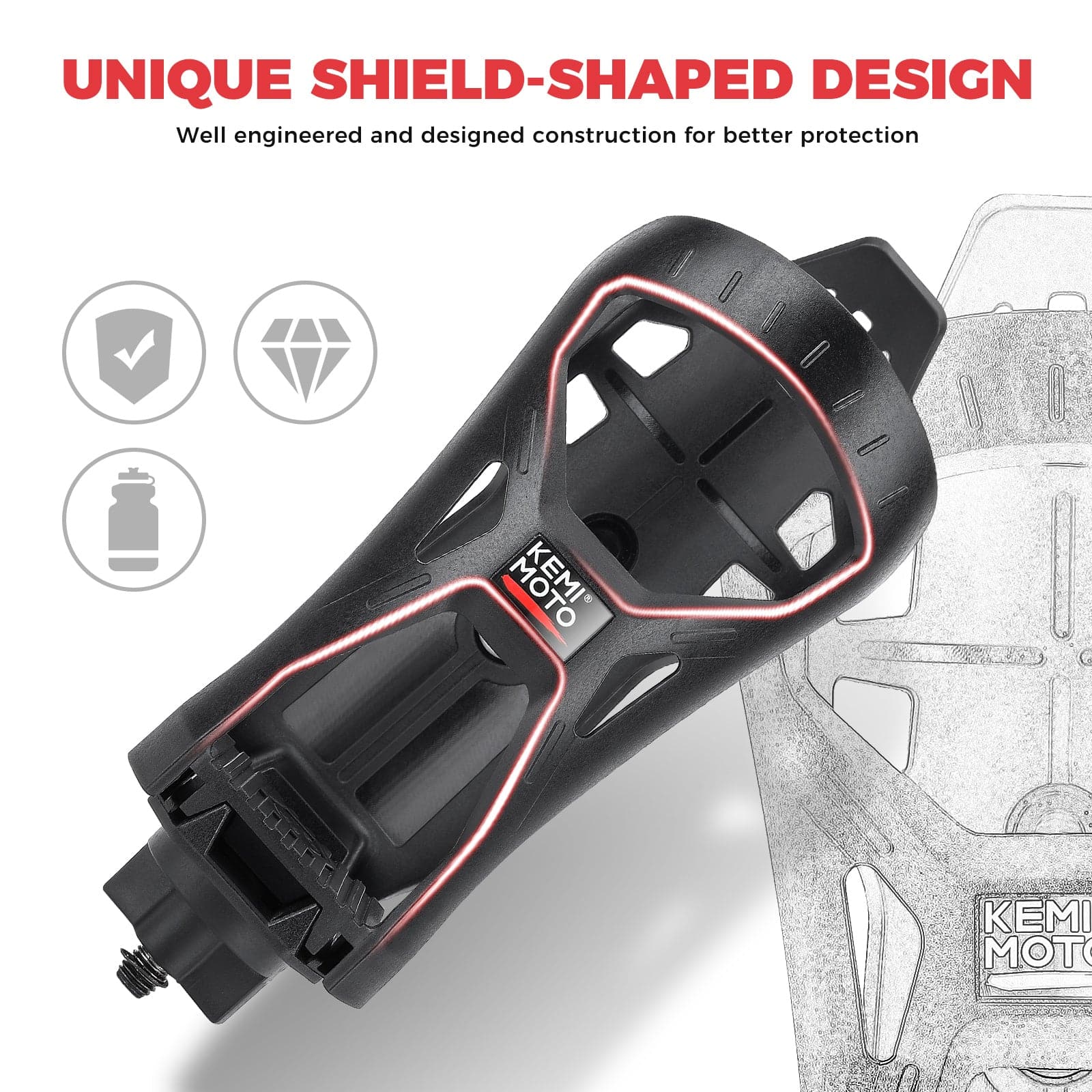 Photo of ATV Motorcycle Cup Holder with 0.6"-1.56" Metal Clamp by Kemimoto - Premium for UTVs / Side by Sides