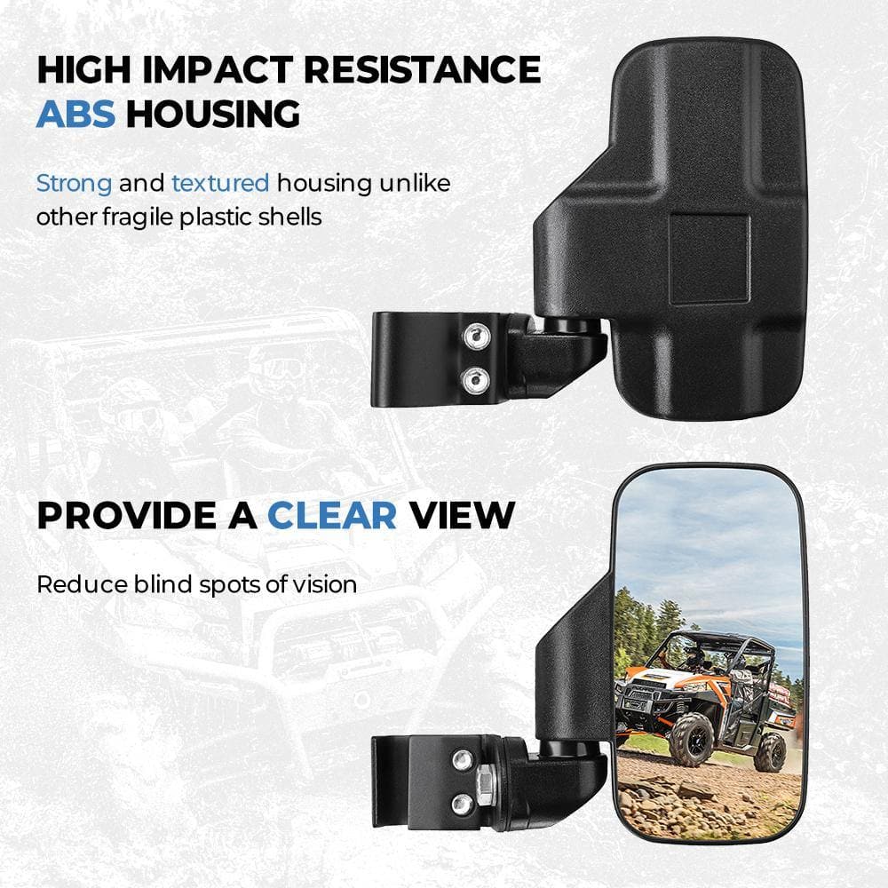 Photo of Side Mirrors for Polaris Ranger/ General, Can-Am Trail/ Defender (1 pair) by Kemimoto - Premium for UTVs / Side by Sides