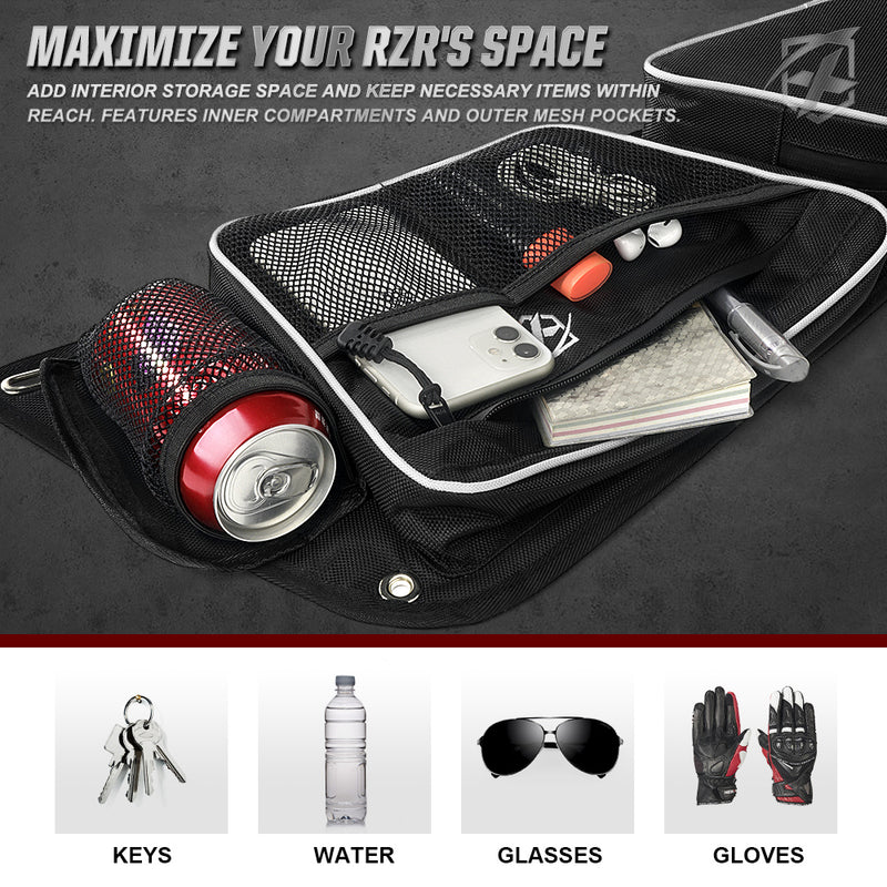 Photo of Polaris RZR Front Side Door Bags fits RZR 2014-2020 by XPRITE - Premium Door Bags & Door Accessories for UTVs / Side by Sides