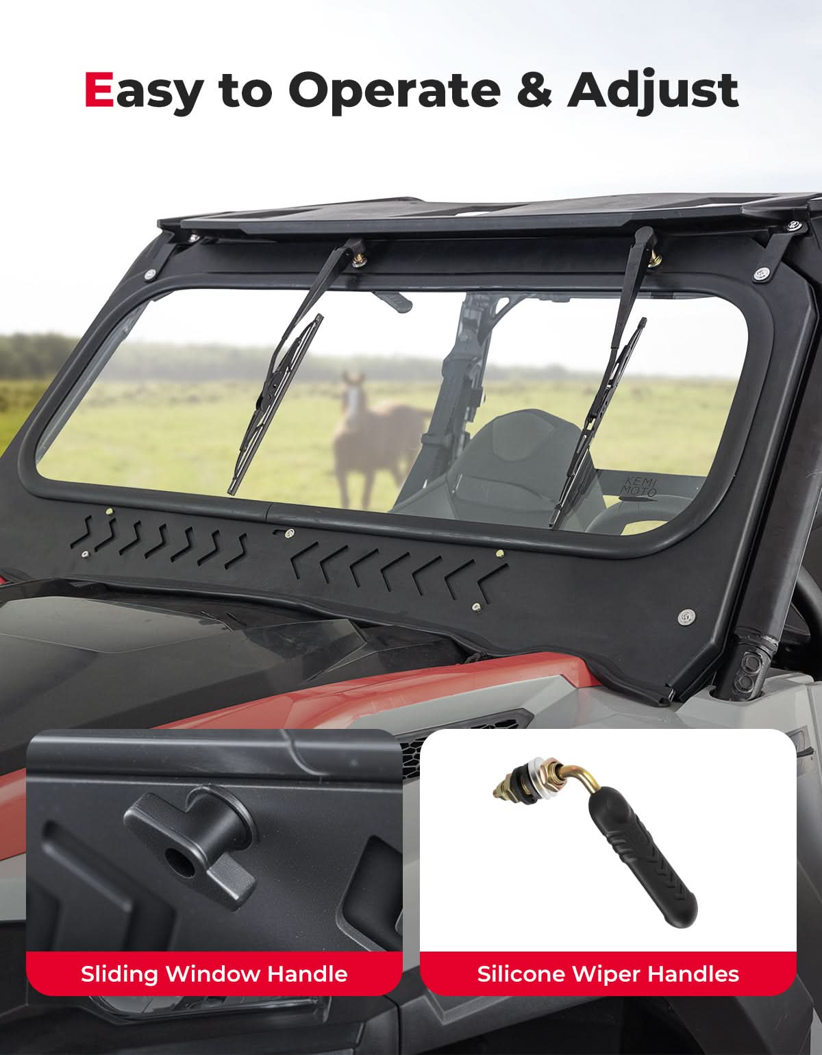 Photo of UTV Glass Windshield Front Windshield for Polaris General 1000, XP 1000, 4 1000 by Kemimoto - Premium for UTVs / Side by Sides