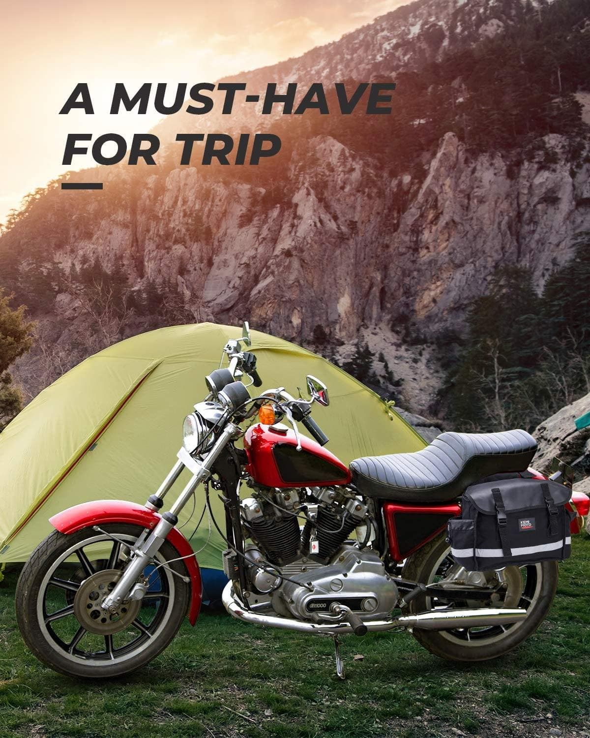 Photo of Motorcycle Throw Over Saddle Bags for Cruiser Motorbike Dirt Bike Scooter by Kemimoto - Premium for UTVs / Side by Sides