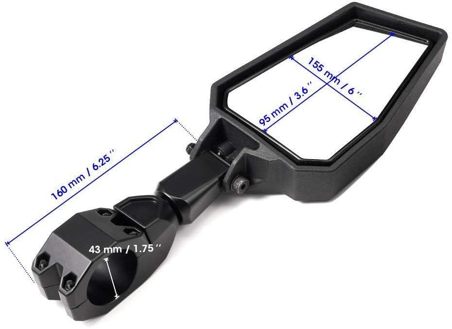 Photo of UTV Side View Mirrors for 1.75- 2" Roll Bar Fit Polaris Ranger by Kemimoto - Premium for UTVs / Side by Sides