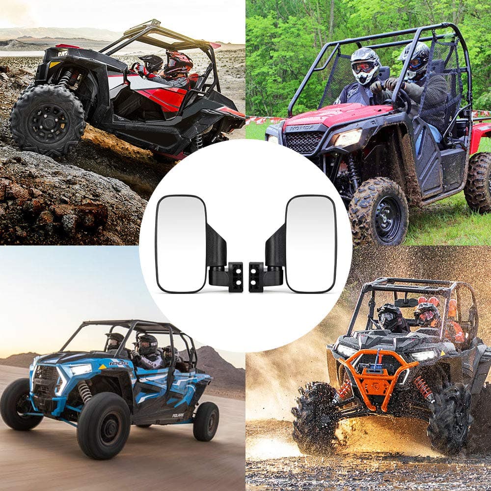 Photo of UTV Adjustable Rear View Mirror & Side Mirrors for 1.75"-2" Round Tube by Kemimoto - Premium for UTVs / Side by Sides