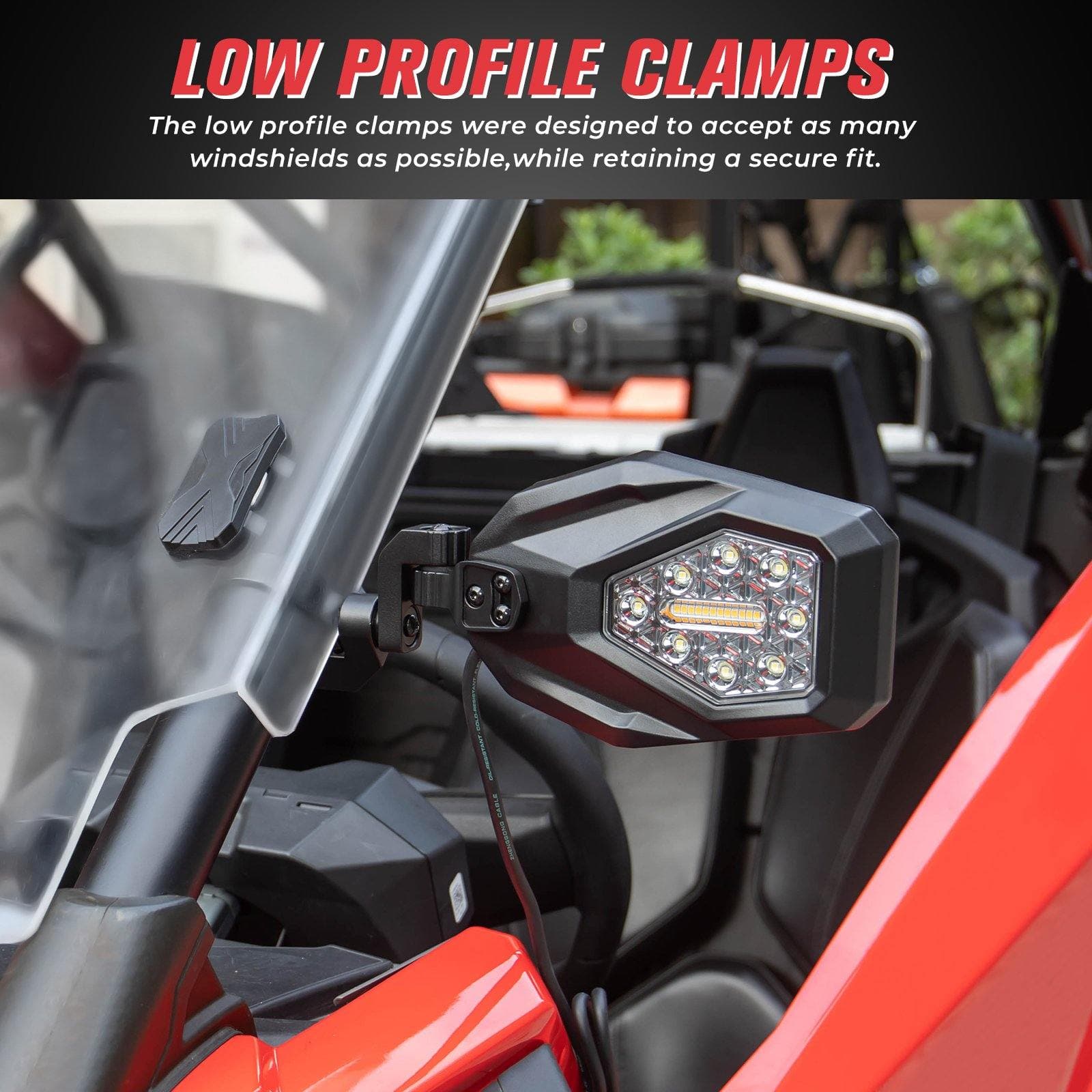 Photo of Mirrors with LED Turn Signal Lights For Honda Pioneer / Talon by Kemimoto - Premium for UTVs / Side by Sides