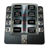 50 Caliber Racing 8 Way Fuse Block - Ring Terminals - LED Indicators