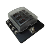 50 Caliber Racing 8 Way Fuse Block - Ring Terminals - LED Indicators