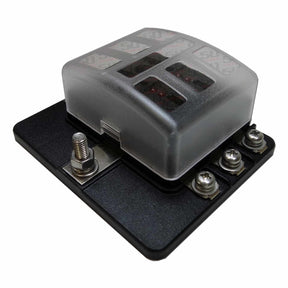 50 Caliber Racing 6 Way 12V Circuit Screw Fuse Block - LED Indicators