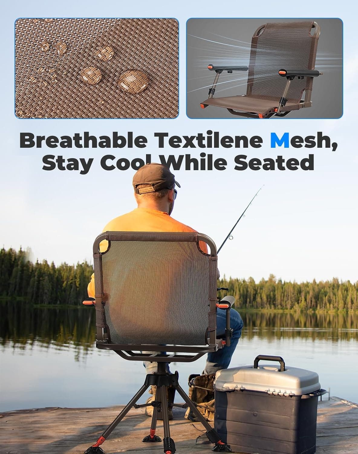 Photo of Hunting Chair 360 Degree Silent Swivel Folding Chair by Kemimoto - Premium for UTVs / Side by Sides