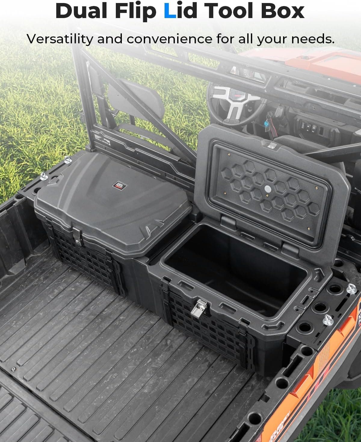 Photo of UTV Bed Box 29GAL for Polaris Ranger 1000 / XP 1000 / CREW 2018-2024 by Kemimoto - Premium for UTVs / Side by Sides