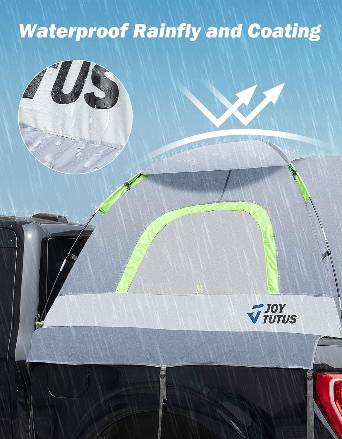 Photo of JOYTUTUS Truck Tent with Rainfly 5.5Ft-6Ft by Kemimoto - Premium for UTVs / Side by Sides