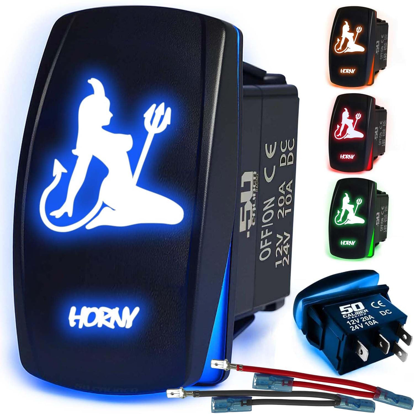 Waterproof Funny Rocker Switch - 12V ON/Off, LED Backlit with Custom Etched Design | R1 Industries